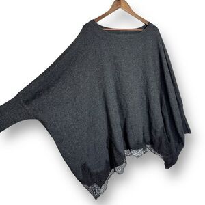 Twin Set Simona Barbieri‎ Wool Angora Oversized Poncho Sweater Batwing Italy Med